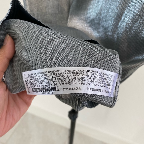 ZARA Silver Metallic Ribbed Bodycon Dress - Picture 10 of 10